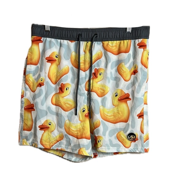 Neff Sz Large Yellow Duck Print Swim Trunks - Picture 1 of 12